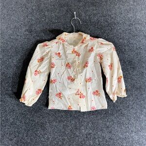 Charming Floral Kids Blouse in Cream and Pink